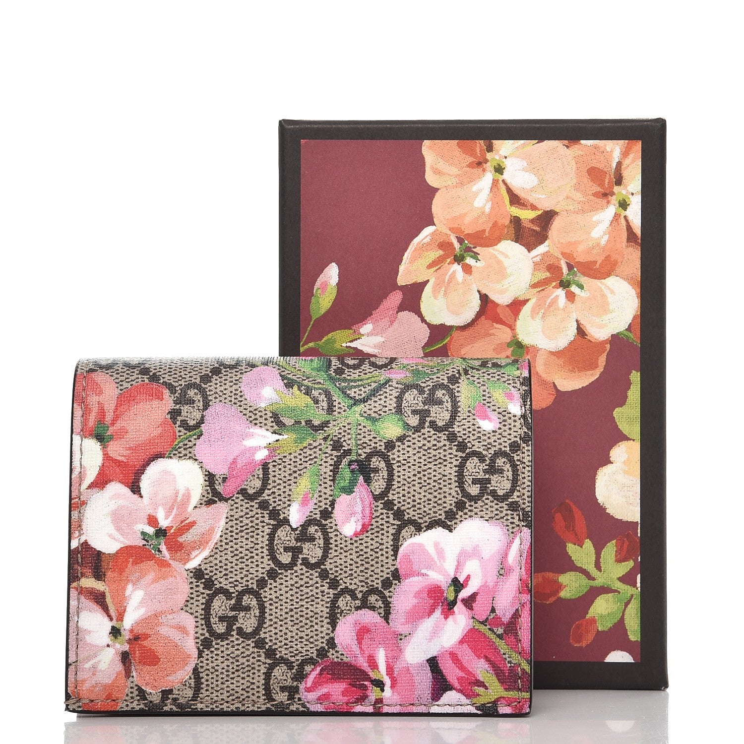 Gucci GG Supreme Monogram Blooms Card Case Beige Multicolor Dry Rose 7 of 7