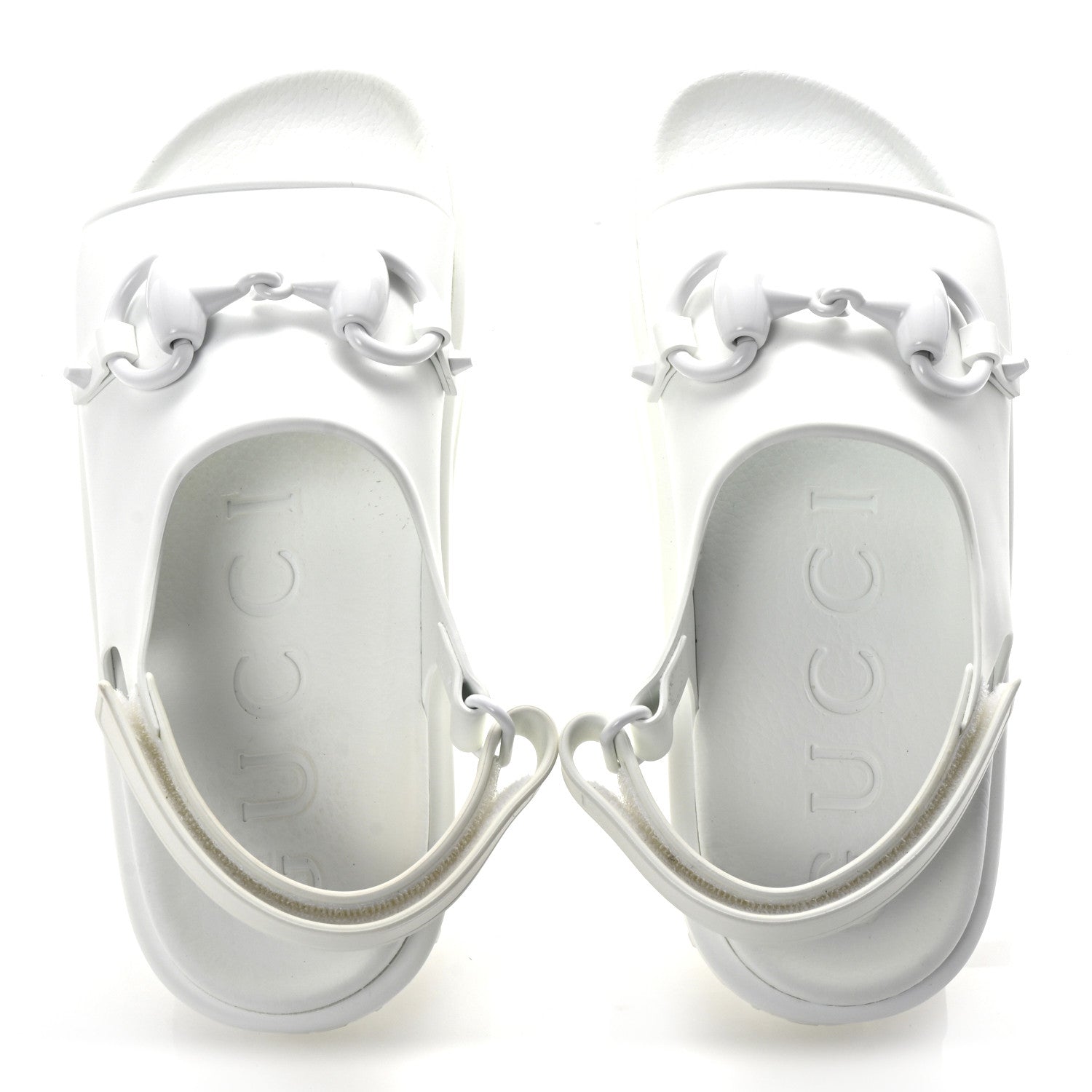 Gucci Soft Rubber Horsebit Touch Womens Strapped Sandals 37 Great White 2 of 8