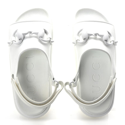 Gucci Soft Rubber Horsebit Touch Womens Strapped Sandals 37 Great White 2 of 8