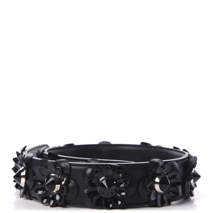 Fendi Vitello Dolce Nappa Patent Flowerland Studded Strap You Black 2 of 4