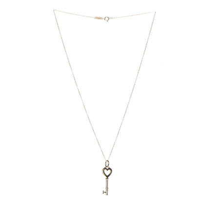 Tiffany 18K Yellow Gold Mini Heart Key Pendant Necklace 3 of 9