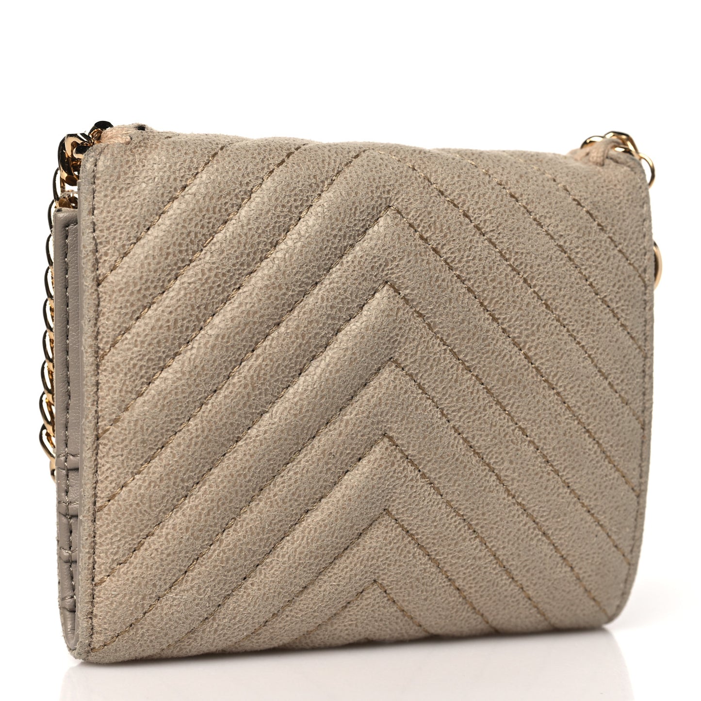 Shaggy Deer Chevron Flap Wallet Beige