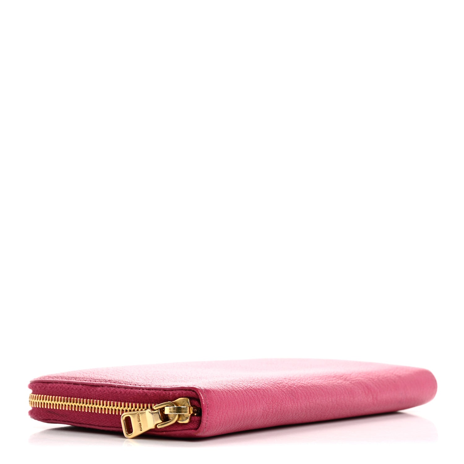 Miu Miu Goatskin Madras Zip Around Wallet Pink 4 of 17
