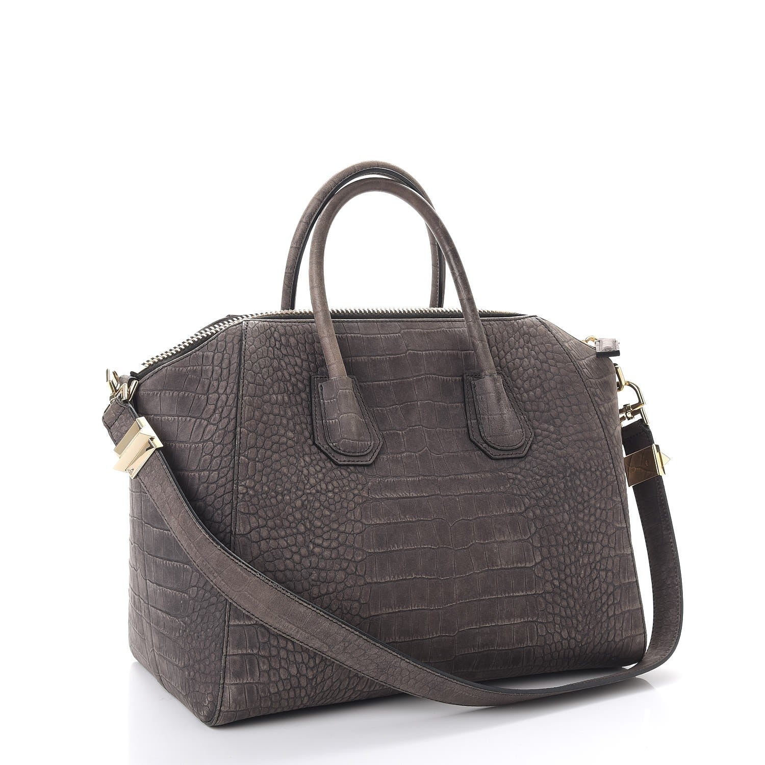 Givenchy Nubuck Crocodile Embossed Medium Antigona Washed Black 3 of 14