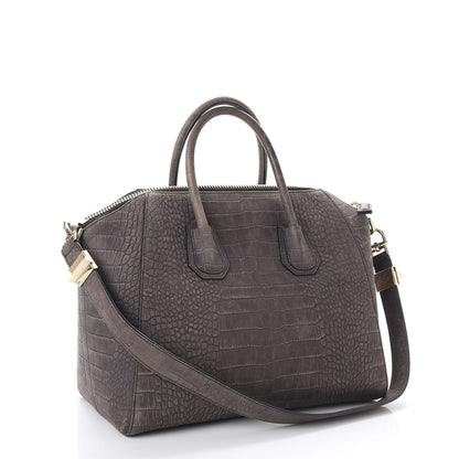 Givenchy Nubuck Crocodile Embossed Medium Antigona Washed Black 3 of 14