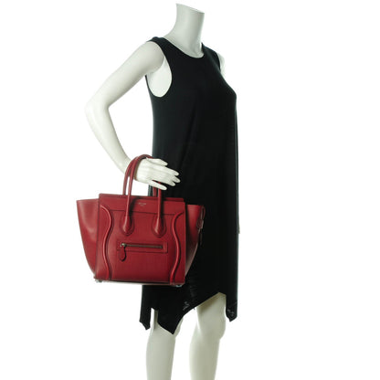 Celine Drummed Calfskin Micro Luggage Merlot 2 of 7