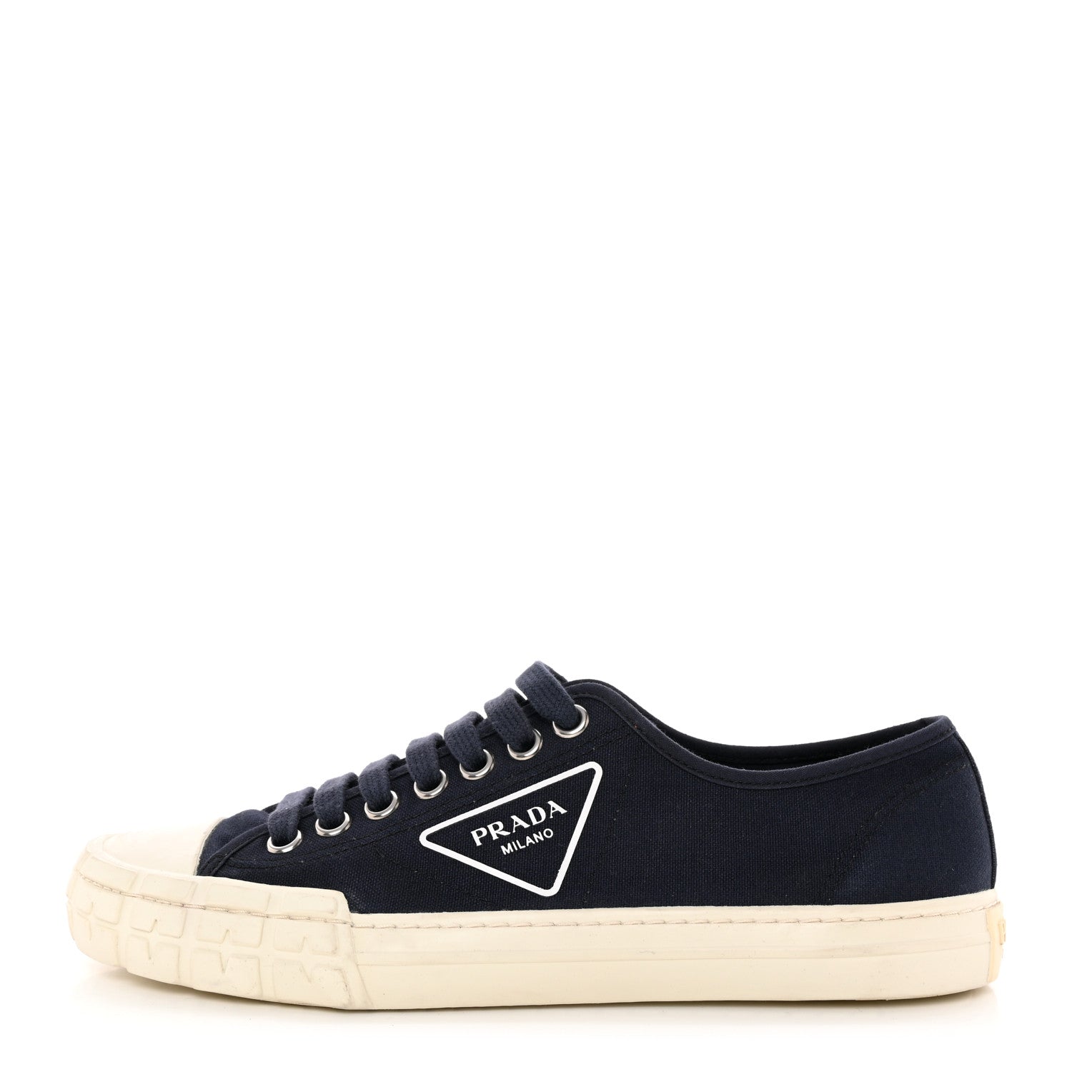 Prada Canvas Triangle Logo Wheel 35mm Sneakers 42 Navy 1 of 14