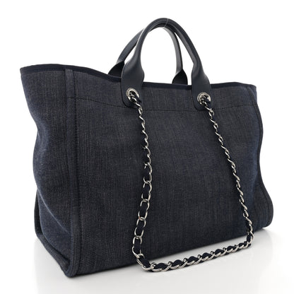 Chanel Denim Large Deauville Tote Dark Blue 3 of 11
