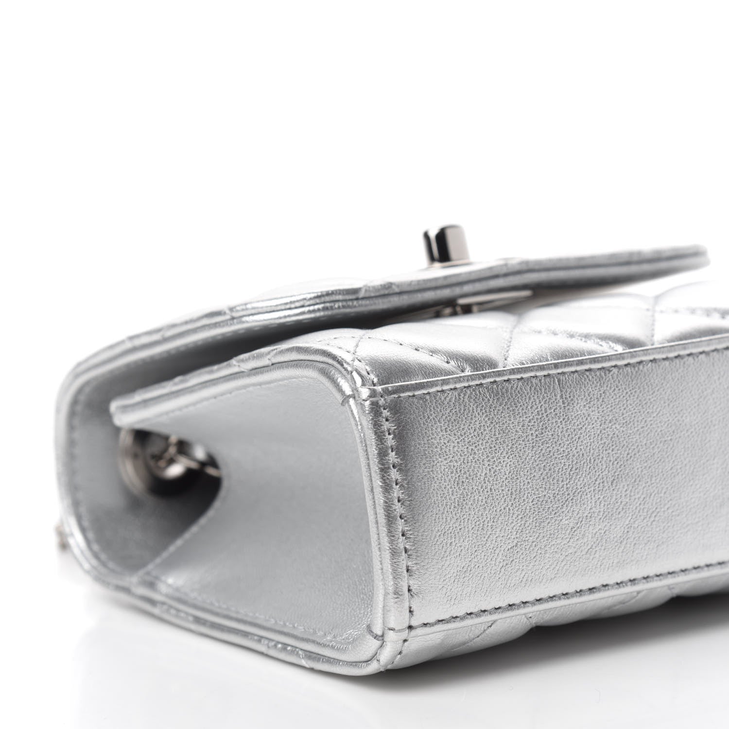 Chanel Metallic Lambskin Quilted Mini Trendy CC Clutch With Chain Silver 6 of 12
