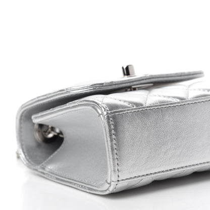 Chanel Metallic Lambskin Quilted Mini Trendy CC Clutch With Chain Silver 6 of 12