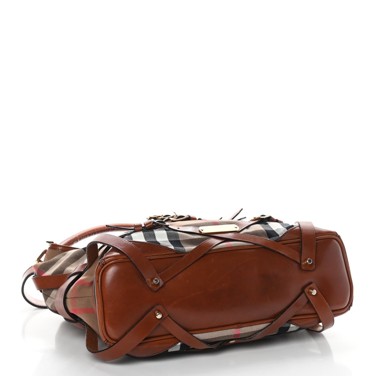 Burberry House Check Bridle Calfskin Medium Gosford Hobo Dark Tan 3 of 9
