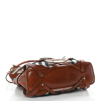 Burberry House Check Bridle Calfskin Medium Gosford Hobo Dark Tan 3 of 9
