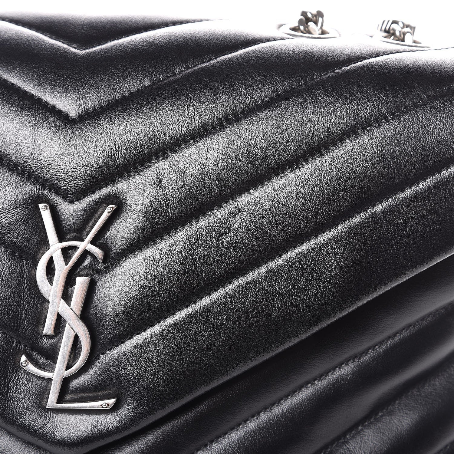 Saint Laurent Calfskin Y Quilted Monogram Medium Loulou Chain Satchel Black 10 of 11