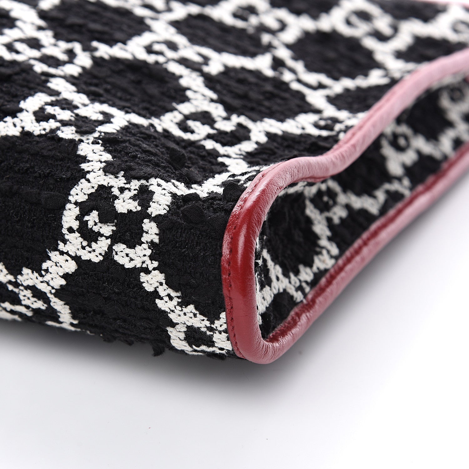 Gucci Tweed GG Monogram Large Rajah Chain Tote Romantic Cherry Black White 9 of 10