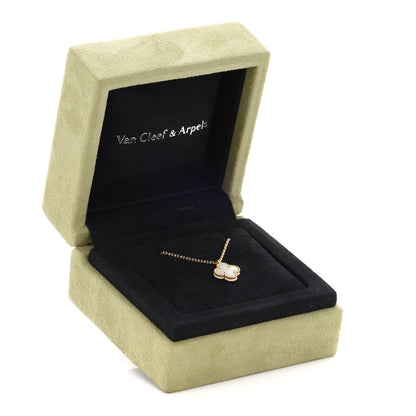 Van Cleef & Arpels 18K Yellow Gold Mother of Pearl Sweet Alhambra Pendant Necklace 8 of 8