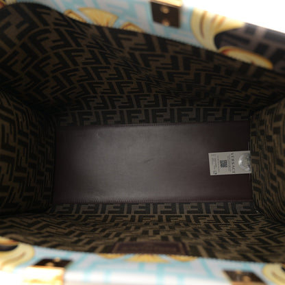 Fendi X VERSACE Calfskin Plexiglass Fendace FF Baroque Print Medium Fendi Sunshine Shopper Tote Gold Multicolor 5 of 11