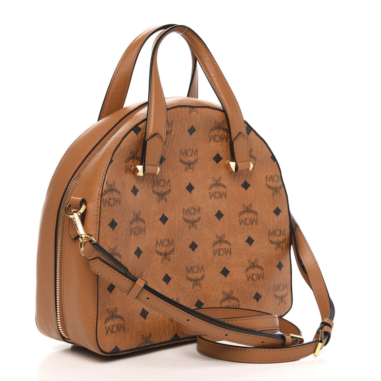MCM Visetos Medium Half Moon Tote Cognac 3 of 8