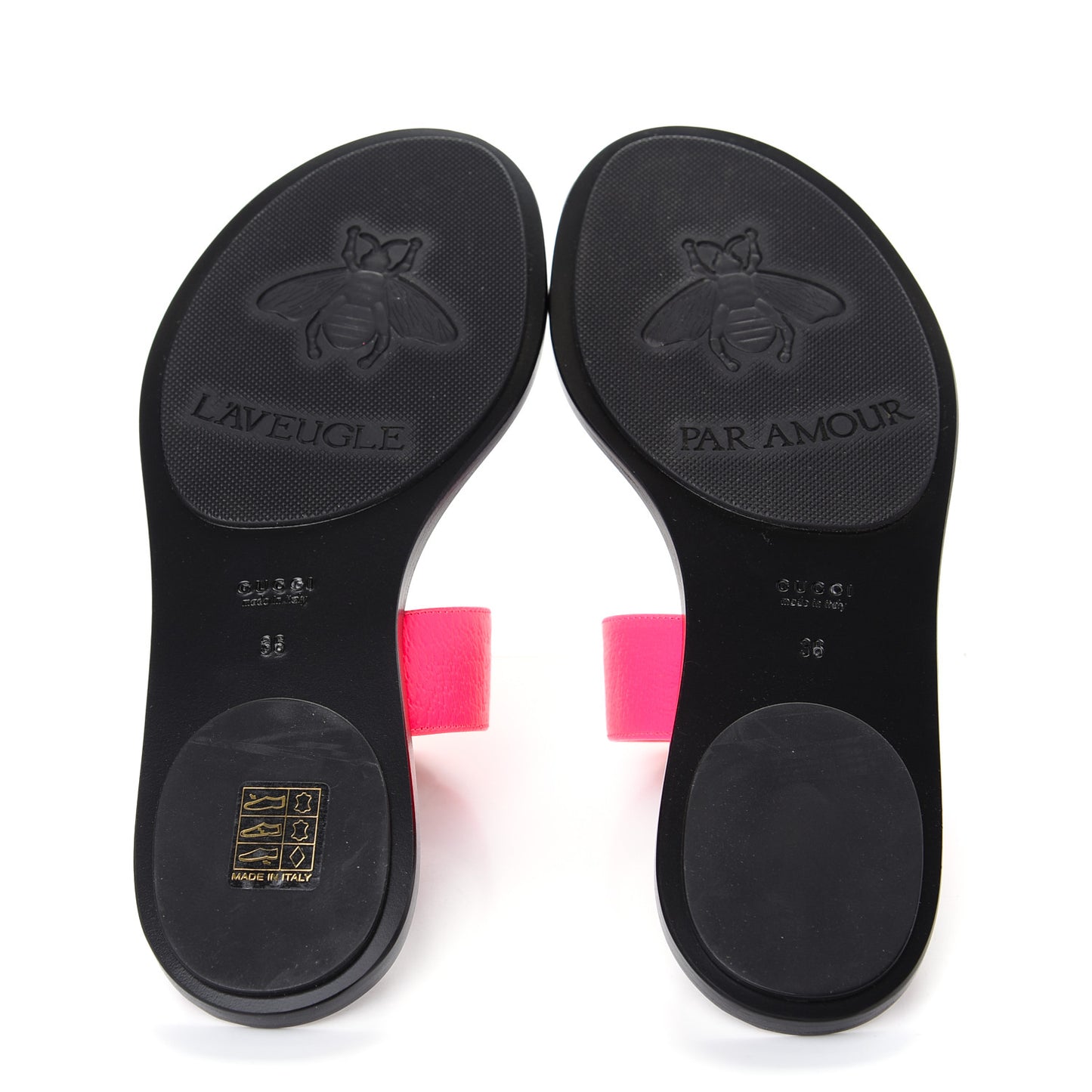 Calfskin GG Marmont Thong Sandals 36 Fuxia Fluo