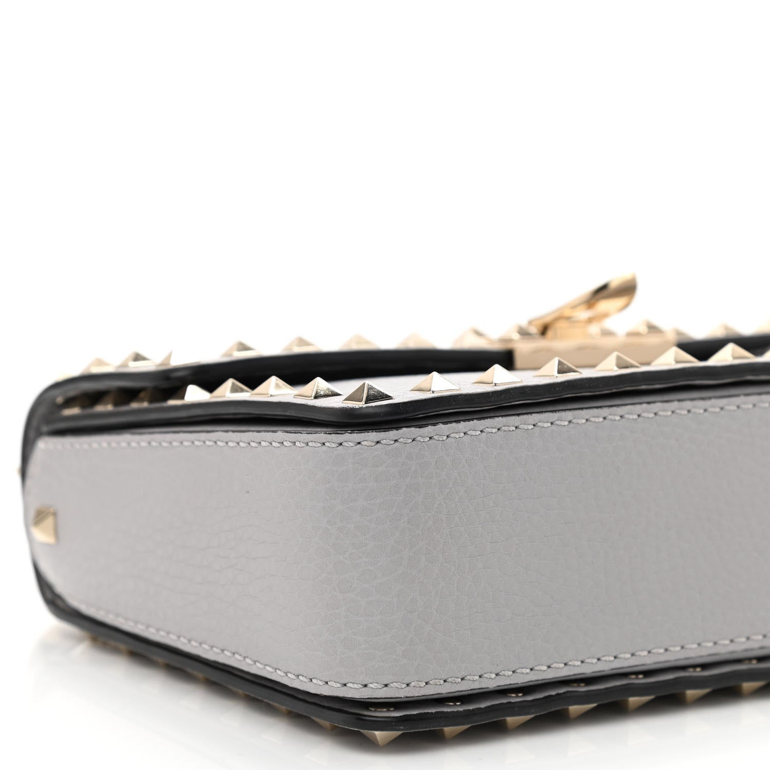 Valentino Garavani Pebbled Calfskin Rockstud Flip Lock Bag Pastel Grey 9 of 10