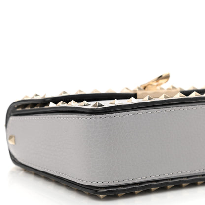 Valentino Garavani Pebbled Calfskin Rockstud Flip Lock Bag Pastel Grey 9 of 10