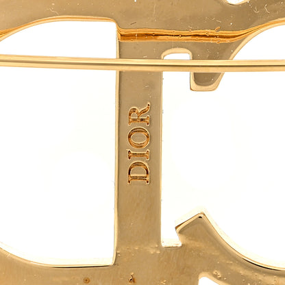 Christian Dior Crystal Pearl CD Logo Brooch Gold 3 of 3