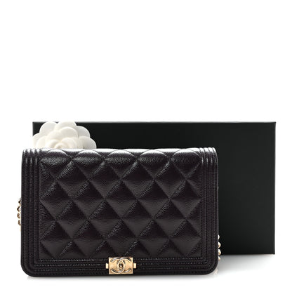 Chanel Caviar Quilted Boy Wallet On Chain WOC Dark Purple 22 of 23