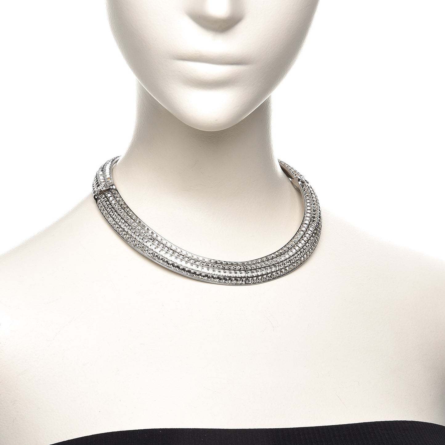 Crystal Choker Necklace Silver