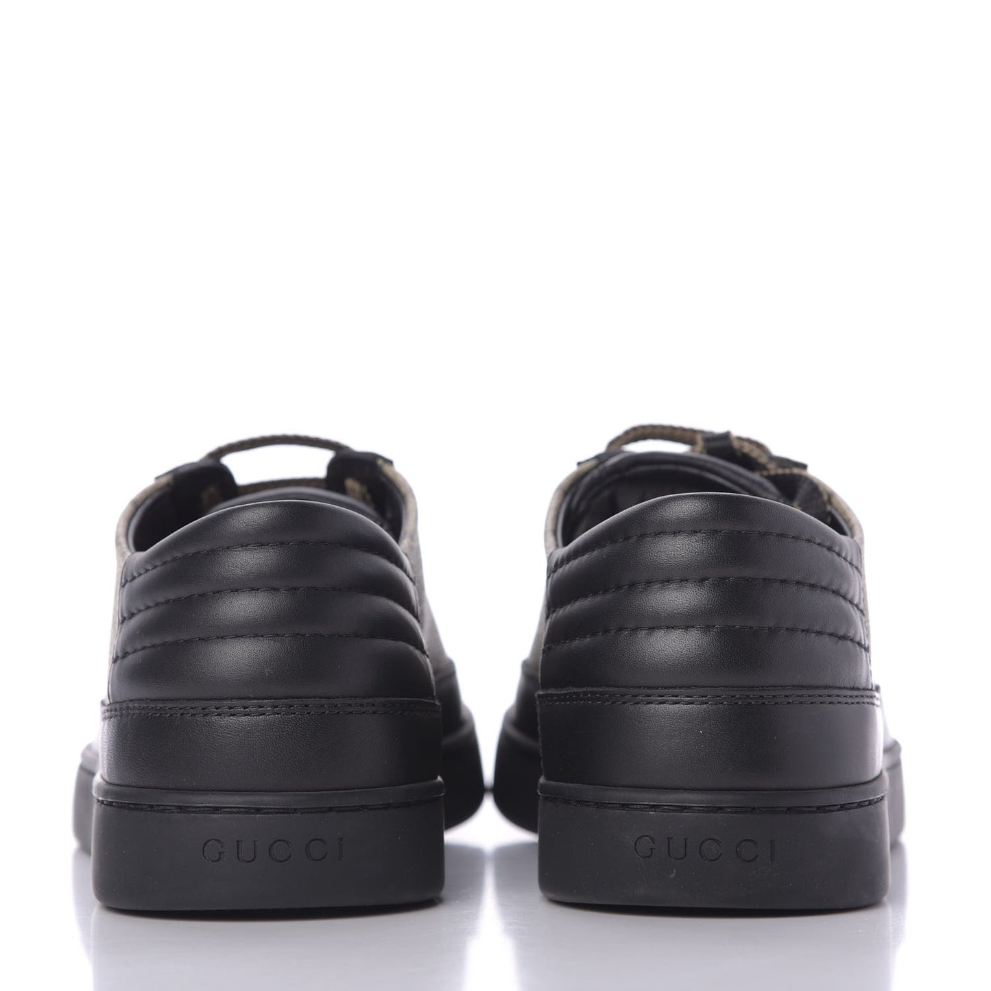 GG Supreme Monogram Mens Low Top Sneakers 8 Black Beige Ebony