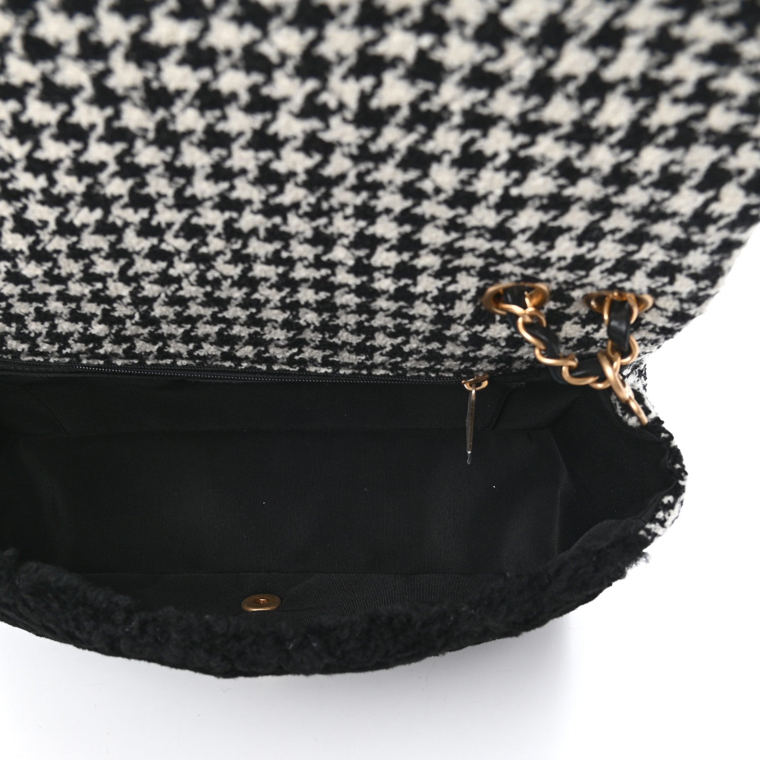 Chanel Shearling Tweed Jumbo Single Flap Black White 5 of 10