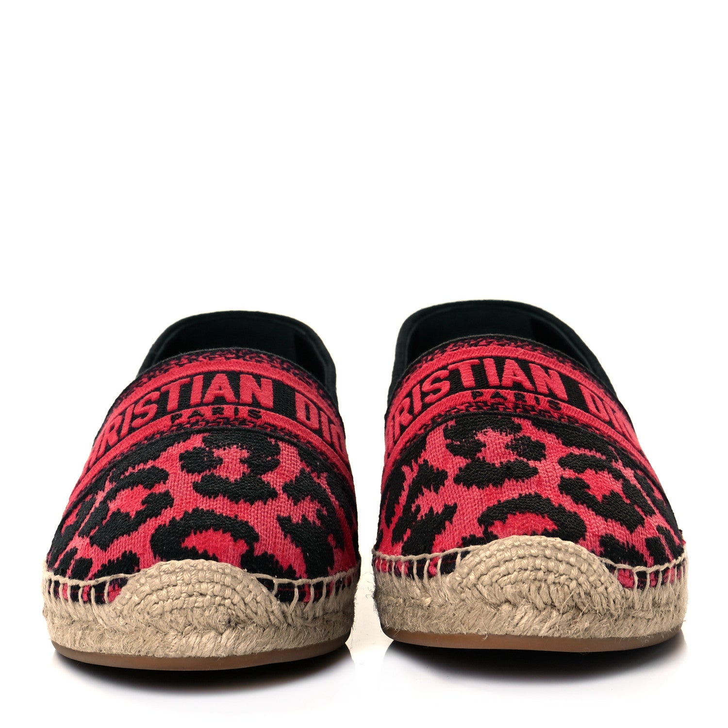 Christian Dior Cotton Embroidered Leopard Print Granville Espadrille 40 Red 2 of 9