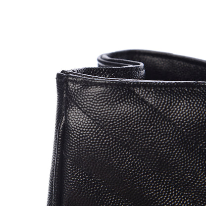 Saint Laurent Grain De Poudre Matelasse Chevron Monogram Shopping Bag Black 12 of 12