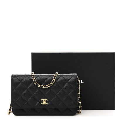 Chanel Caviar Quilted CC Turnlock Wallet On Chain WOC Black 12 of 12