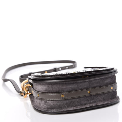 Chloe Suede Calfskin Crocodile Embossed Small Nile Bracelet Bag Profound Brown 4 of 9