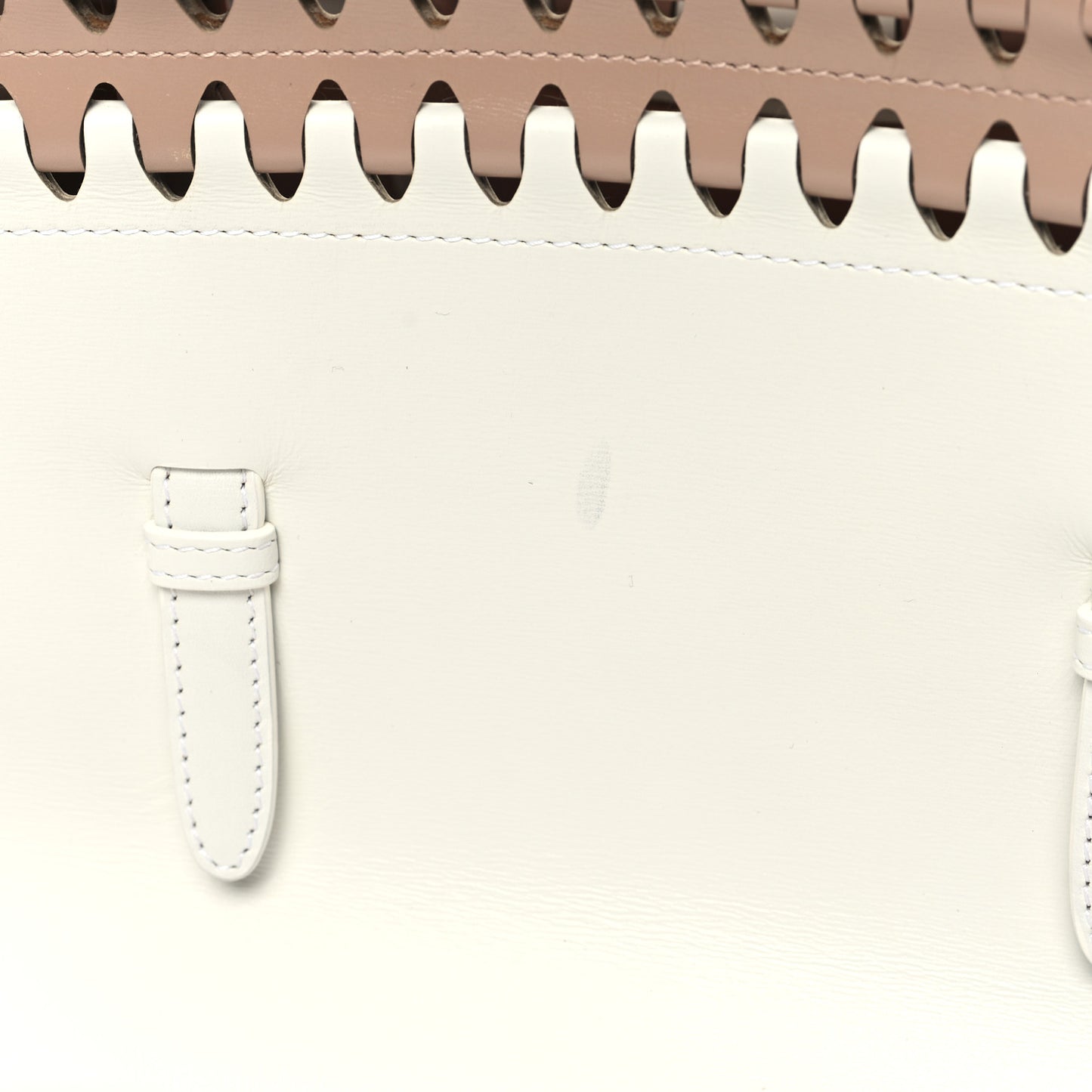Calfskin Laser Cut Tote Nude White