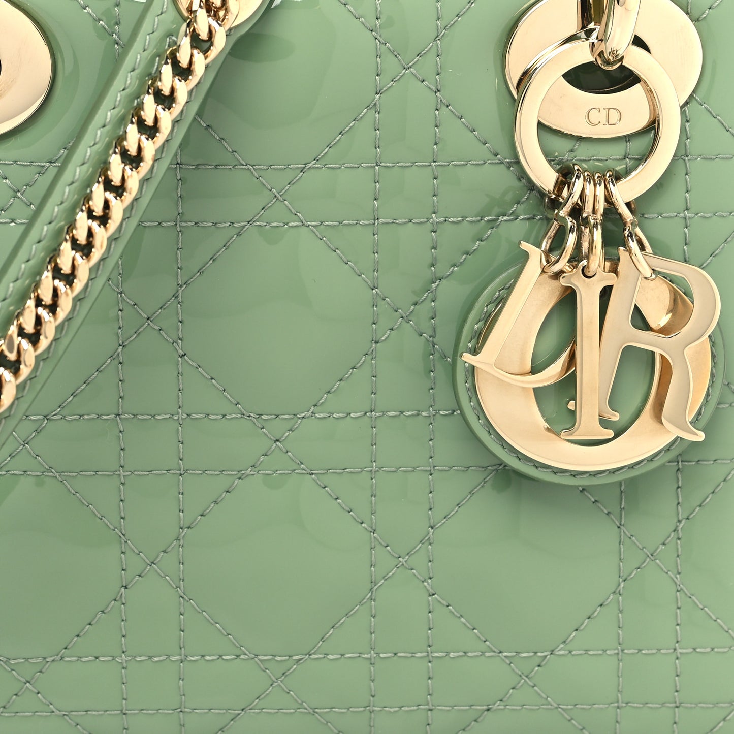 Patent Cannage Mini Lady Dior Mint Green
