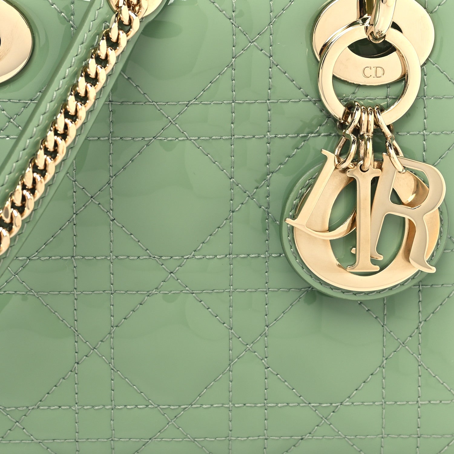 Christian Dior Patent Cannage Mini Lady Dior Mint Green 8 of 10