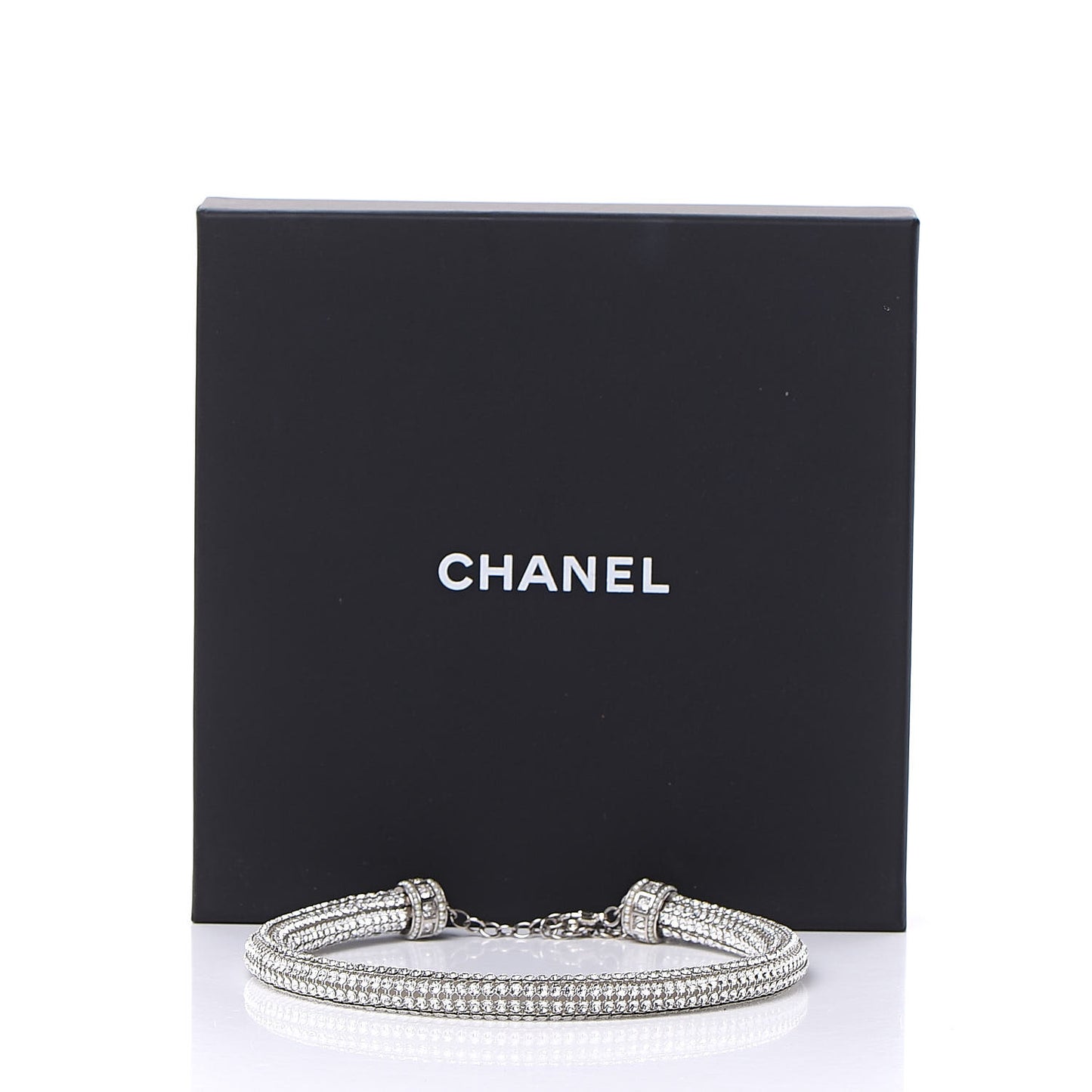 Crystal CC Logo Choker Necklace Silver