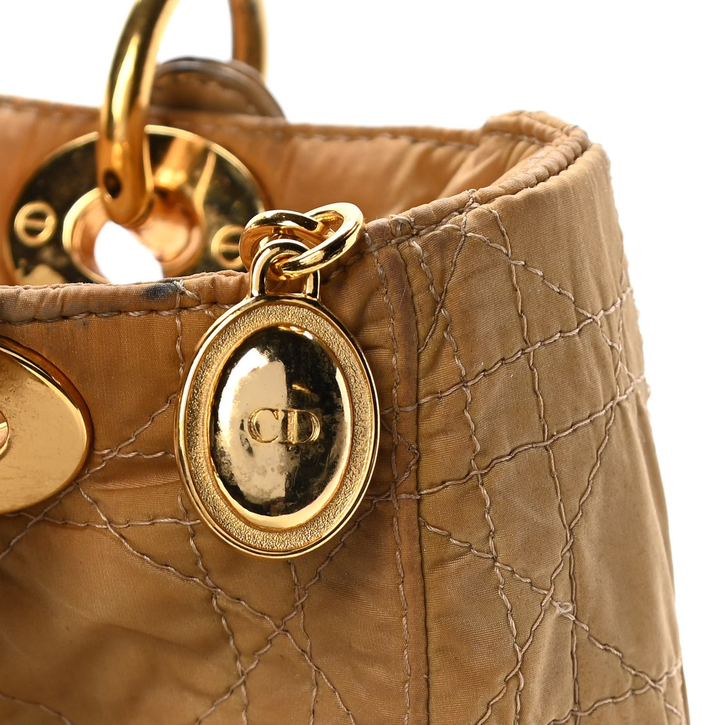 Nylon Cannage Medium Lady Dior Beige