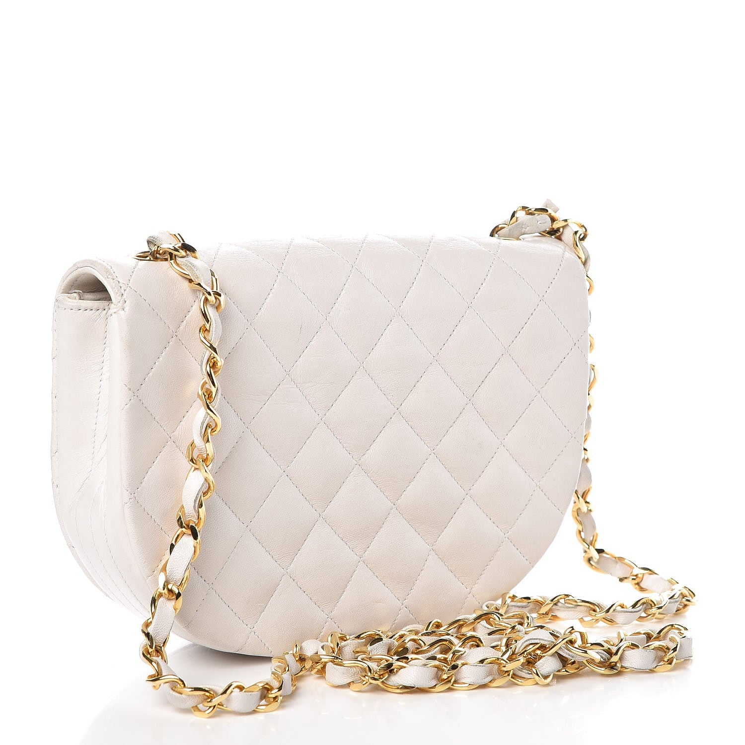 Chanel Lambskin Quilted Mini Half Moon Flap White 3 of 12