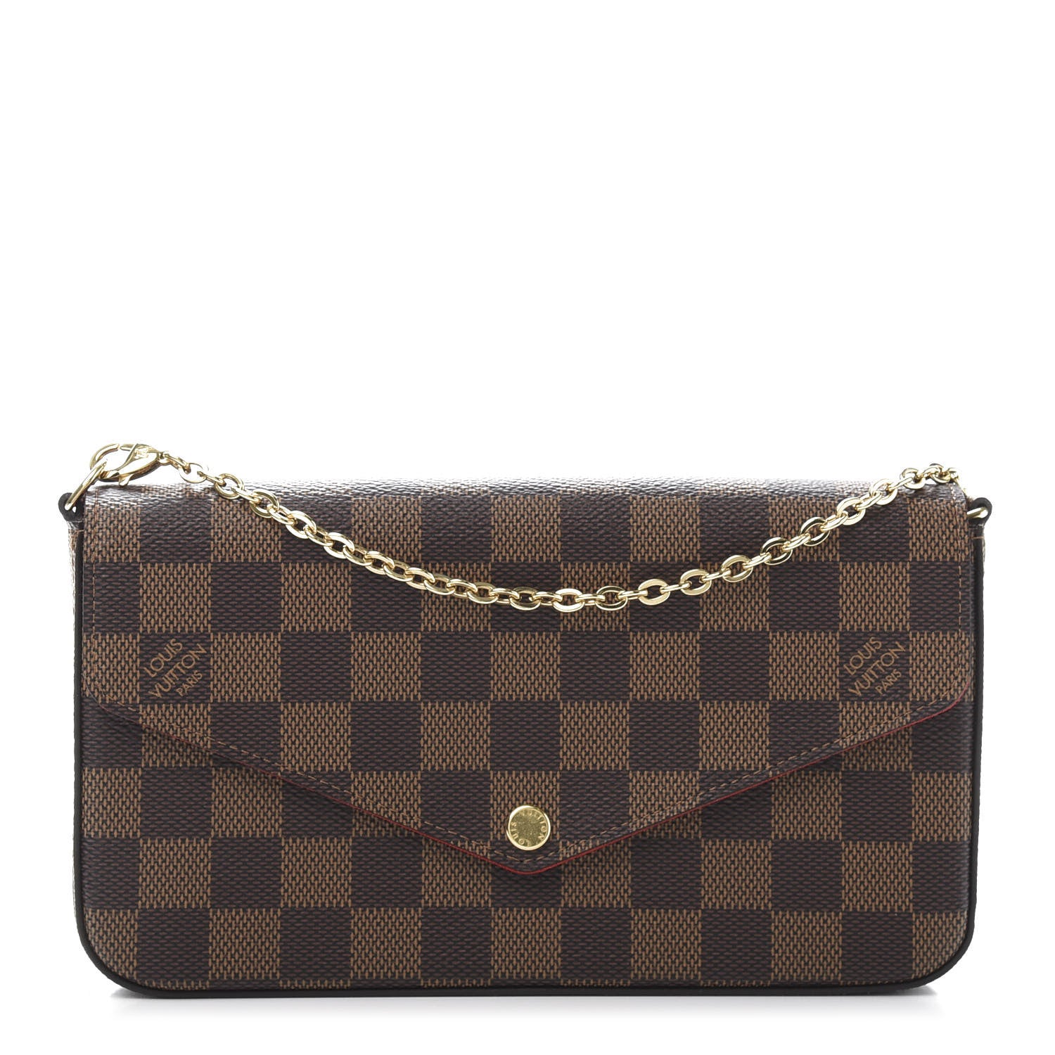 Louis Vuitton Damier Ebene Pochette Felicie Chain Wallet 1 of 10
