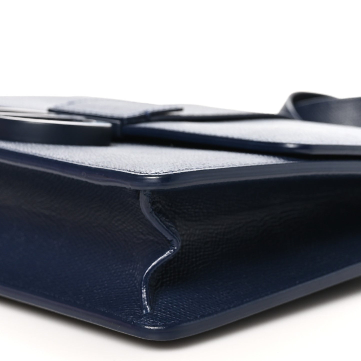 Ultra Matte Grained Calfskin 30 Montaigne Flap Bag Navy