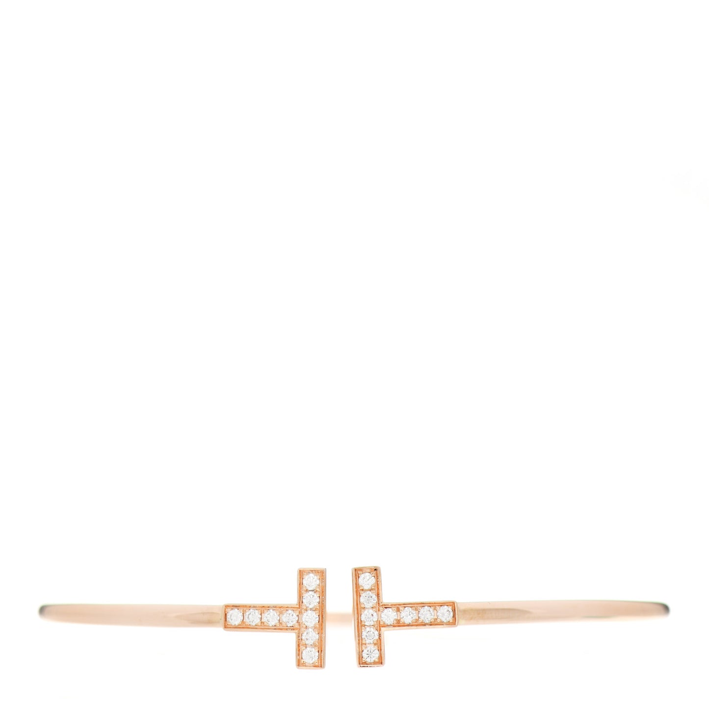 18K Rose Gold Diamond T Wire Bracelet