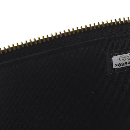 Chanel Raffia Jute Striped Small Vanity Case With Chain Black Beige 7 of 10