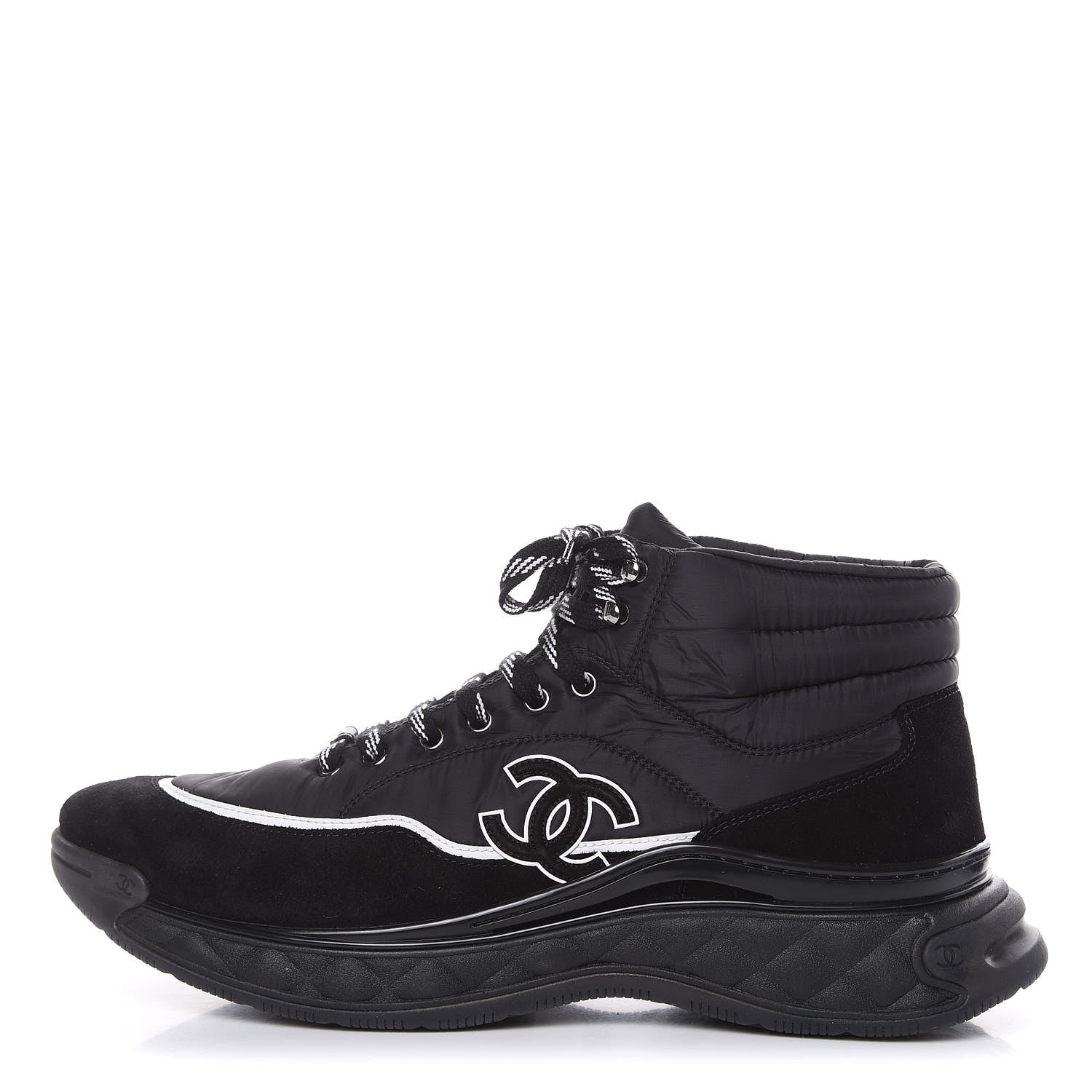 Chanel Fabric Suede Mens CC Sneakers 46 Black 1 of 9