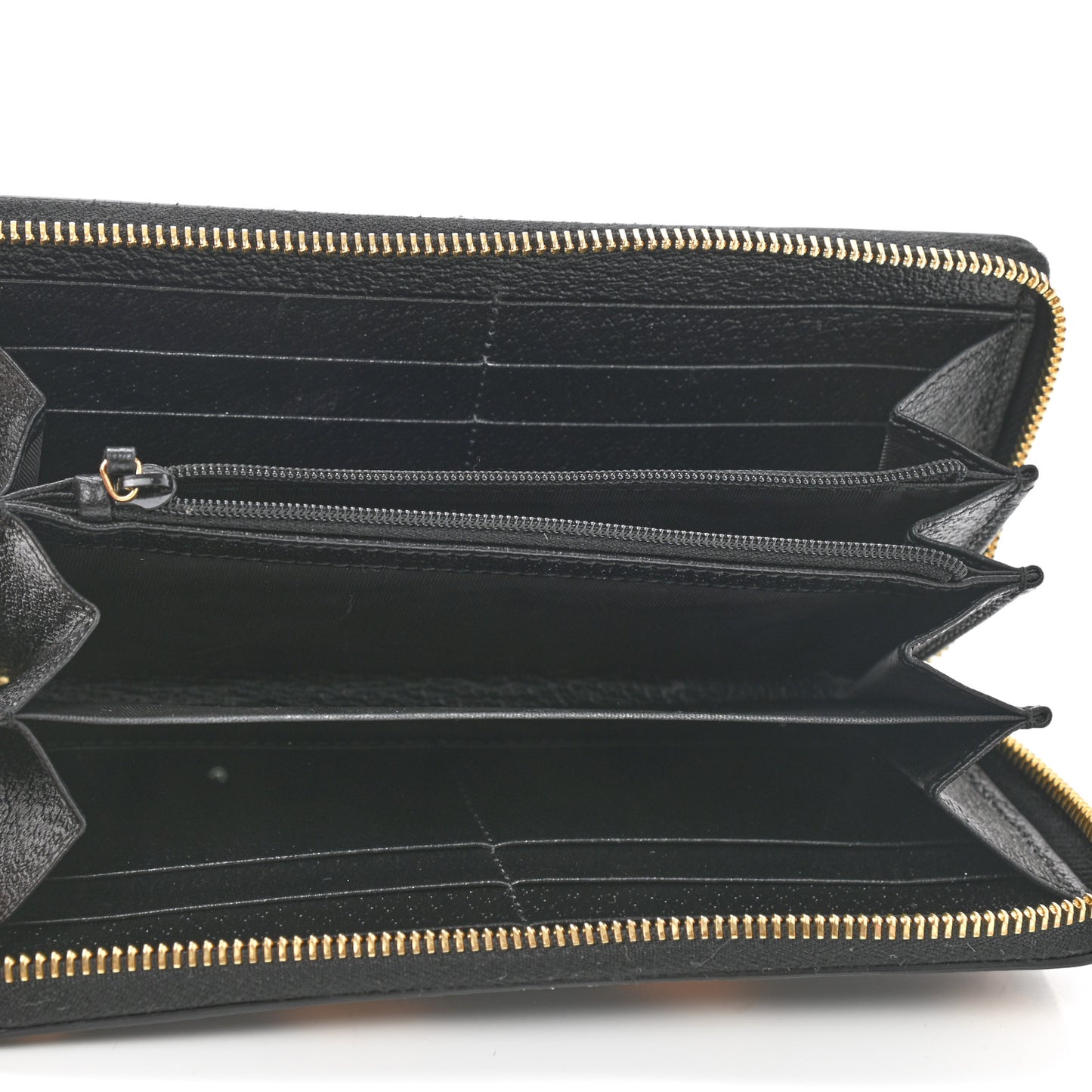 Textured Dollar Calfskin Berry Print GG Marmont Zip Around Wallet Black Light Copper