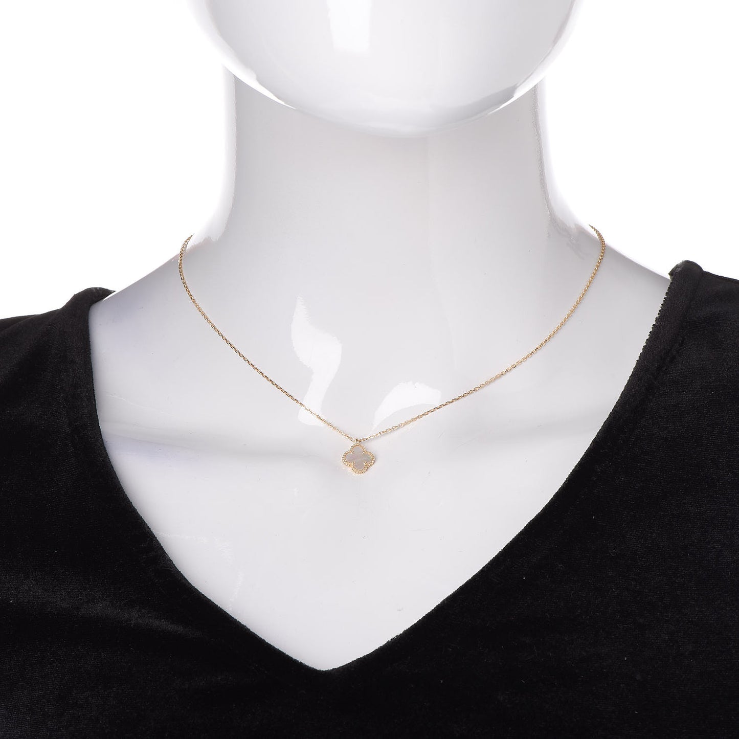18K Yellow Gold Mother of Pearl Sweet Alhambra Pendant Necklace