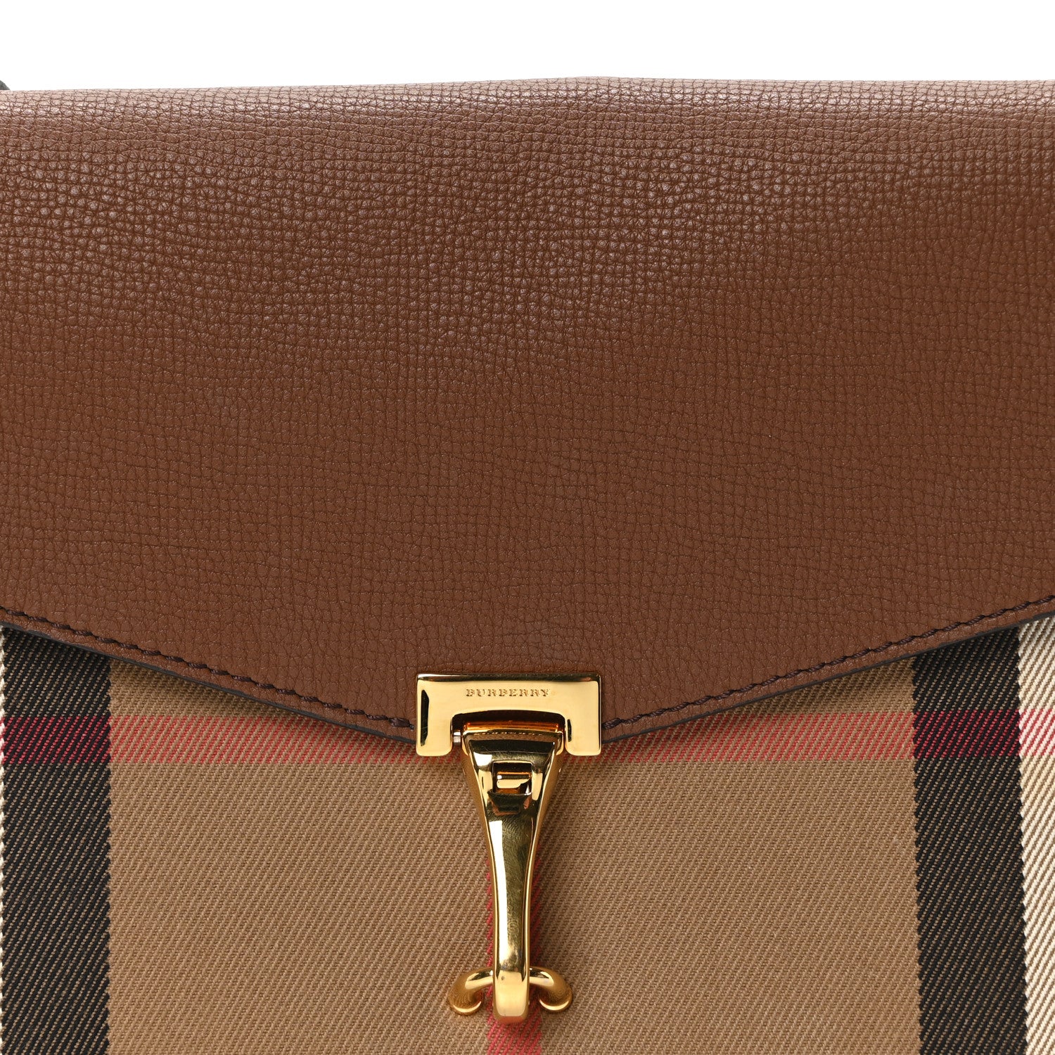 Burberry Derby Calfskin House Check Small Macken Crossbody Bag Tan 8 of 10