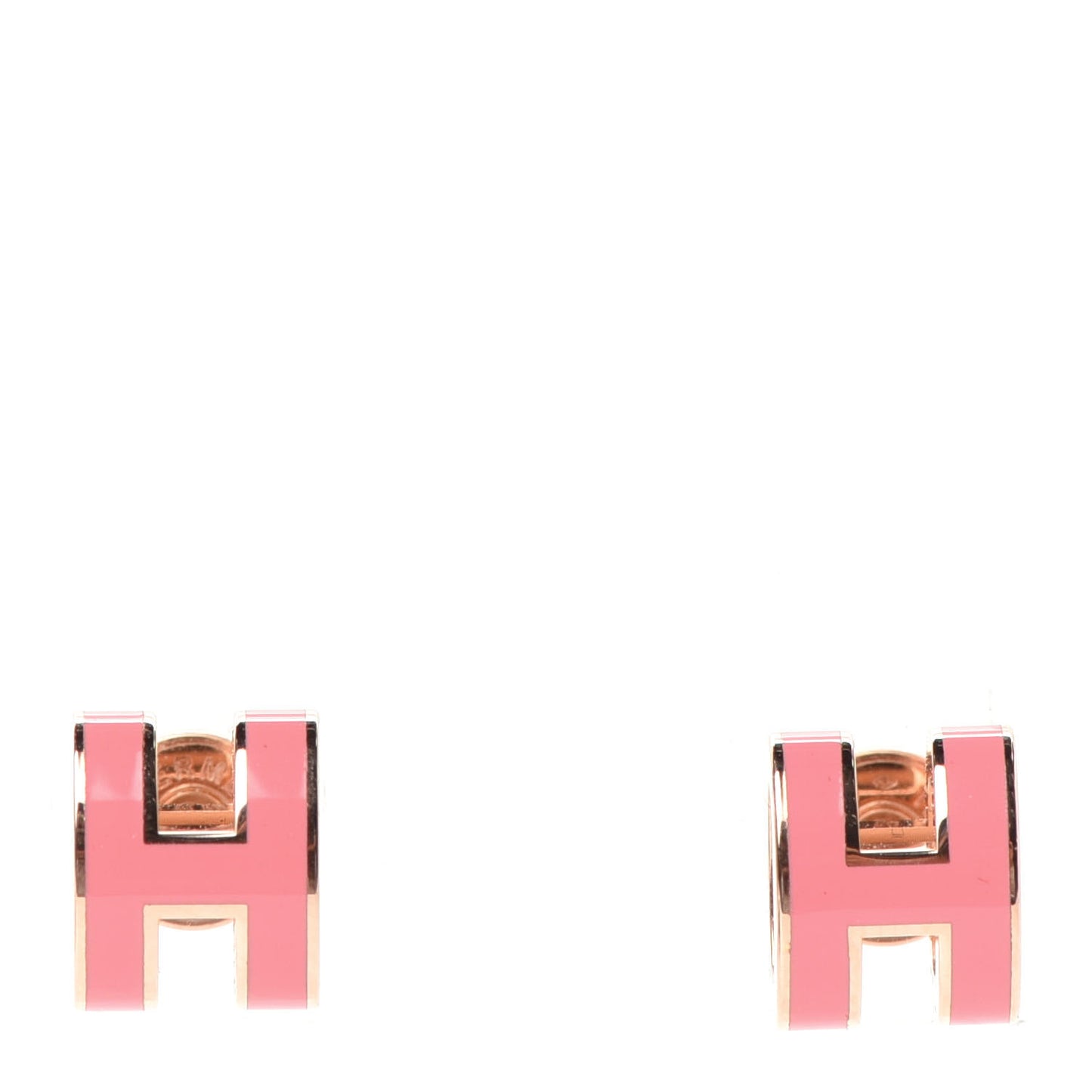 Rose Gold Lacquered Pop H Earrings Rose Azalee