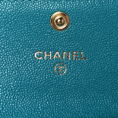 Chanel Caviar Quilted Boy Flap Card Holder Turquoise 6 of 9