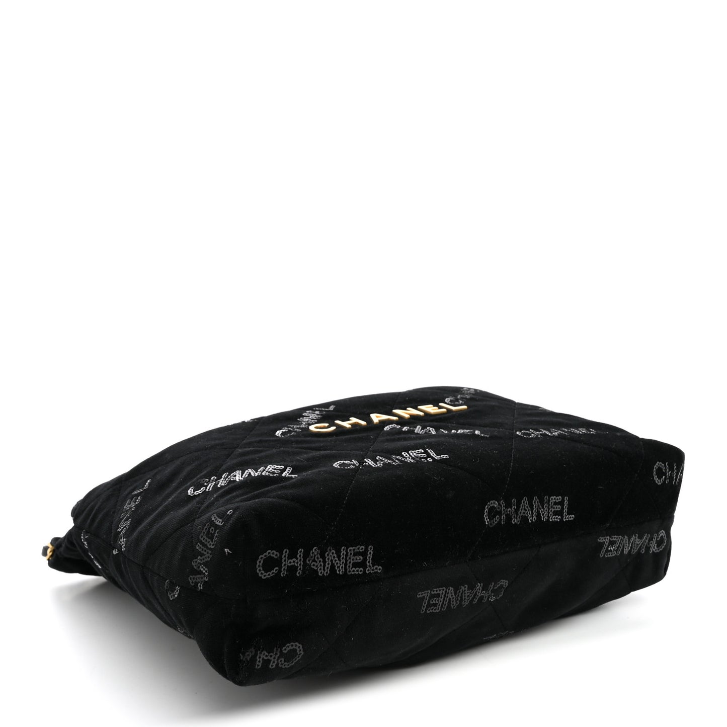 Velvet Sequin Quilted Small Chanel 22 Black